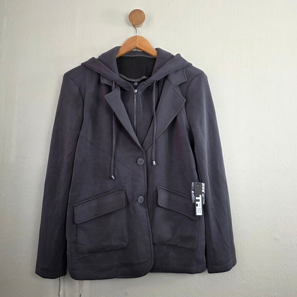 TA3 Suity Convertible Blazer Hooded Jacket S NWT Graphite Gray Scuba Dickie